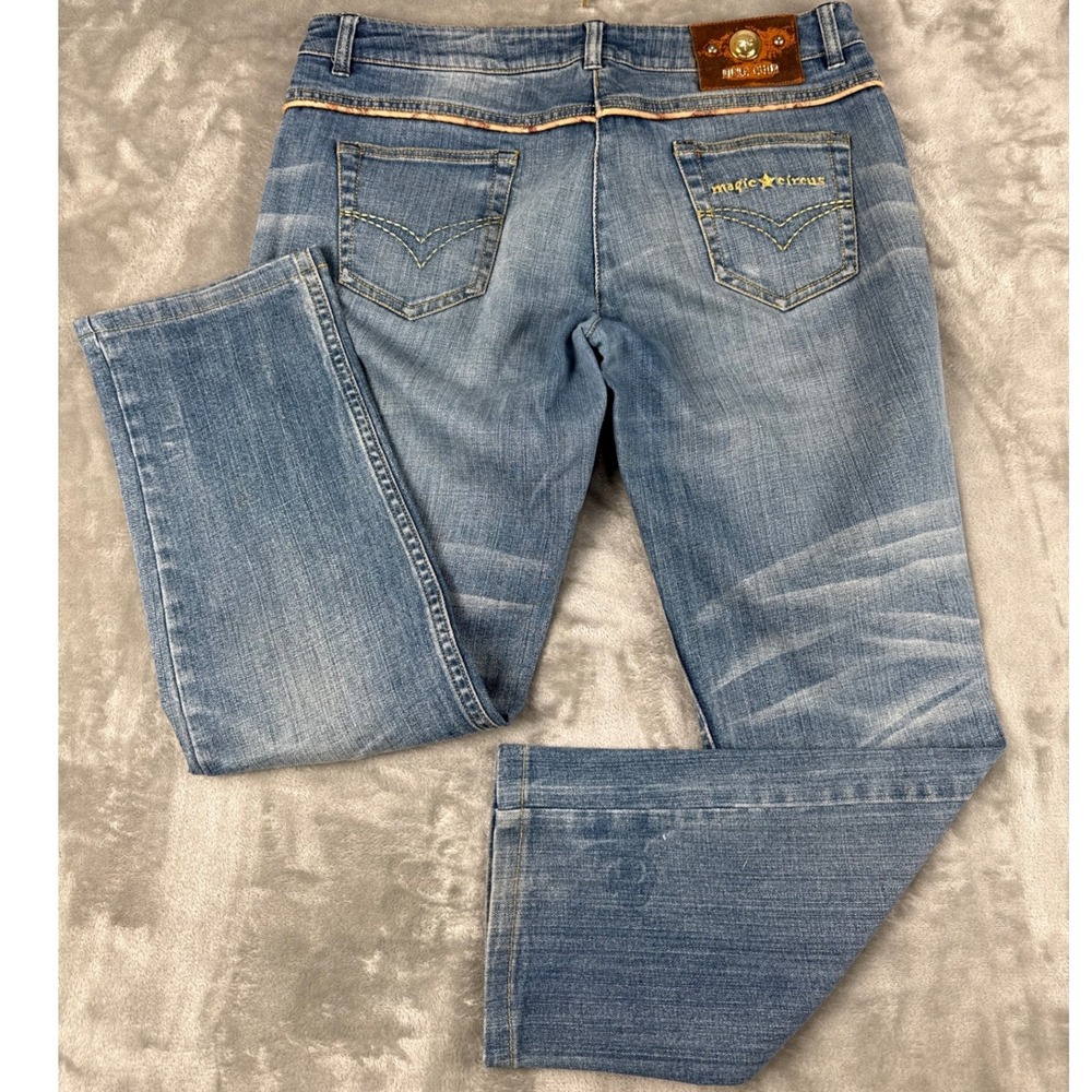 Piero Guidi Magic Circus Straight Leg Distressed Jeans Blue Size 31 Italy - Picture 2 of 8